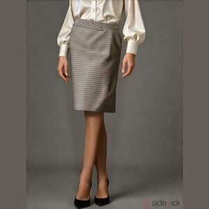 H&M Plaid Pencil Midi Skirt Faux Wrap Size 0